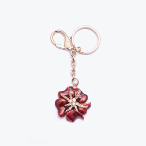 Elegant Red Flower Keychain